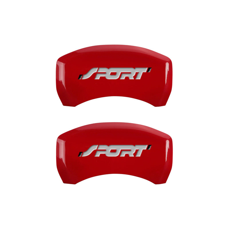 MGP 4 Caliper Covers Engraved Front & Rear No bolts/Sport Red finish silver ch 10229SSP1RD
