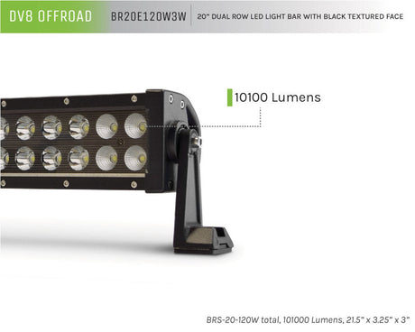 DV8 Offroad BRS Pro Series 20in Light Bar 120W Flood/Spot 3W LED - Black BR20E120W3W