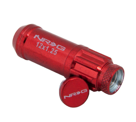 NRG 700 Series M12 X 1.25 Steel Lug Nut w/Dust Cap Cover Set 21 Pc w/Locks & Lock Socket - Red LN-LS710RD-21