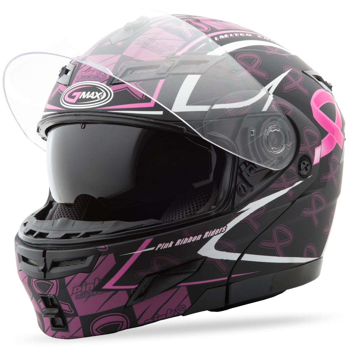GMAX Gm-54s Modular Helmet Matte Black/Pink Ribbon Xs G1546403 TC-14