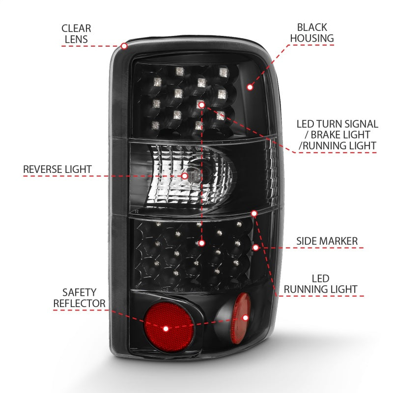 ANZO 2000-2006 Chevrolet Tahoe Led Taillights Black/Clear 311298