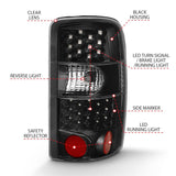 ANZO 2000-2006 Chevrolet Tahoe Led Taillights Black/Clear 311298