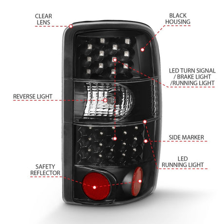 ANZO 2000-2006 Chevrolet Tahoe Led Taillights Black/Clear 311298