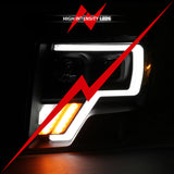 ANZO 2009-2013 Ford F-150 Projector Light Bar G4 Switchback H.L.Black Amber 111469