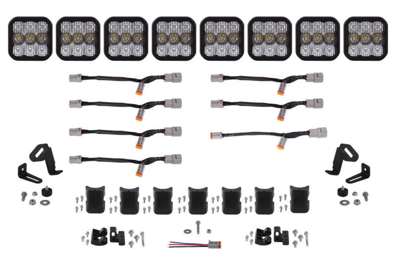 Diode Dynamics SS5 Pro Universal CrossLink 8-Pod Lightbar - White Combo DD7248