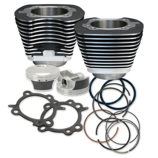 S&S Cycle 07-17 BT 106in Big Bore Cylinder Kit - Wrinkle Black 910-0206