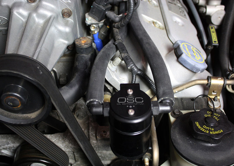J&L 99-04 Ford Mustang SVT Cobra Driver Side Oil Separator 3.0 - Black Anodized 3018D-B