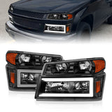 ANZO 04-12 GM Colorado/Canyon/I-Series Crystal Headlights - w/ Light Bar Black Housing 4pcs 111558