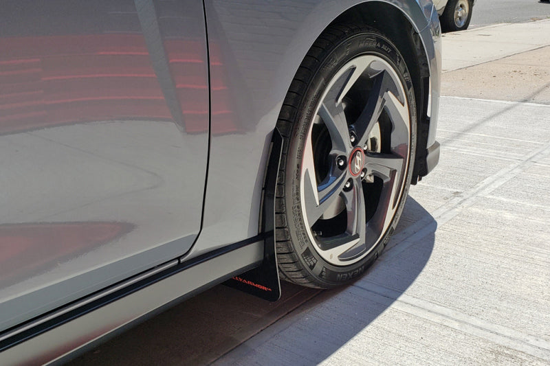 Rally Armor 2019+ Hyundai Veloster Turbo R-Spec UR Red Mud Flap w/ White Logo MF58-UR-RD/WH