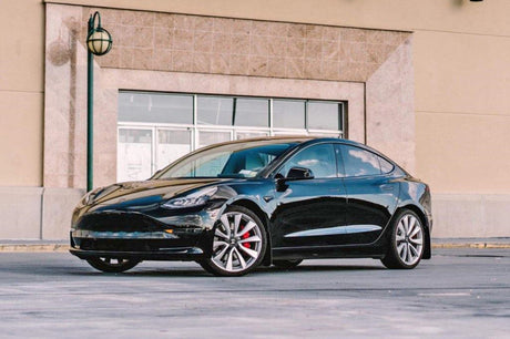 Rally Armor 17-22 Tesla Model 3 Black UR Mud Flap - Metallic Black Logo MF62-UR-BLK/MBK