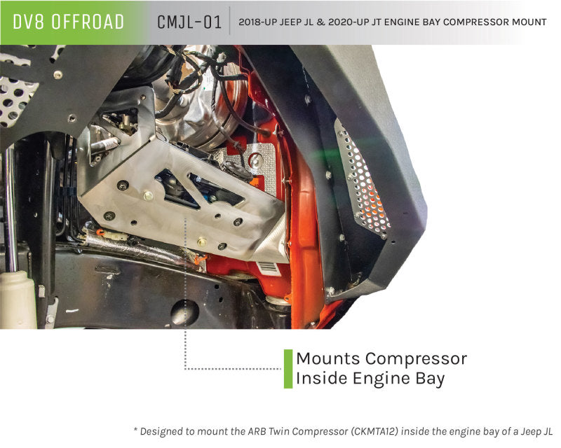 DV8 Offroad 2018+ Jeep JL / JT Engine Bay Compressor Mount CMJL-01