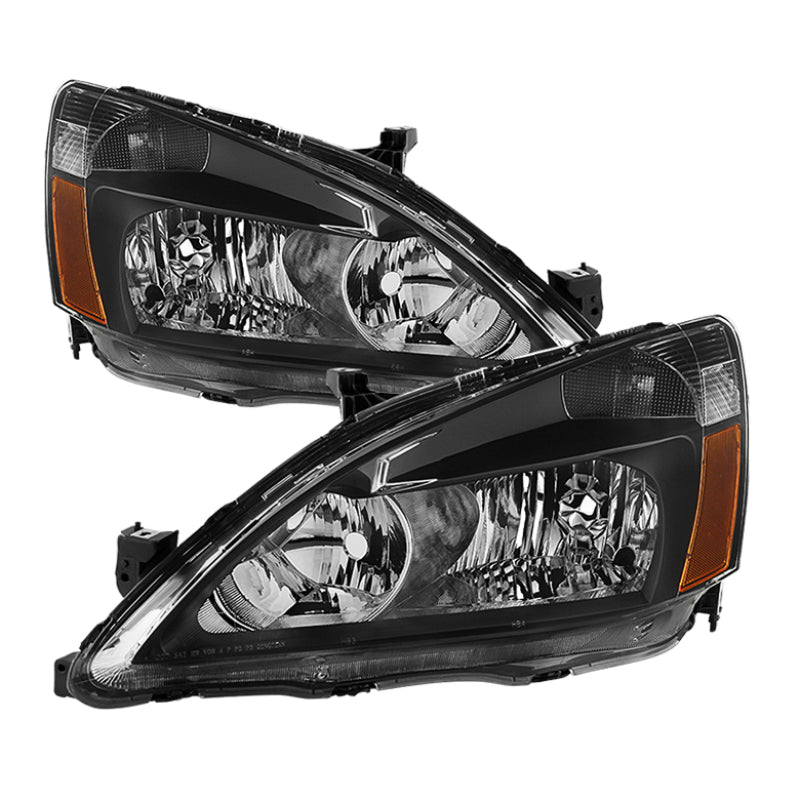 Xtune Honda Accord 03-07 Amber Crystal Headlights Black HD-JH-HA03-AM-BK 5014351