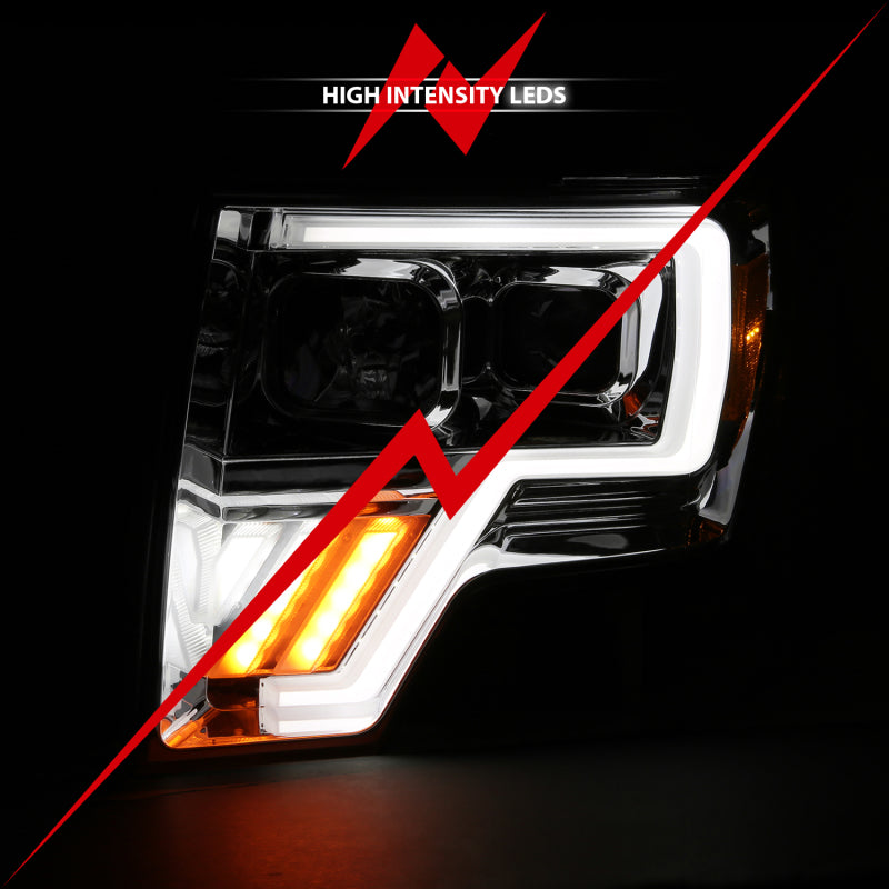 ANZO 2009-2013 Ford F-150 Projector Light Bar G4 Switchback H.L. Chrome Amber 111470