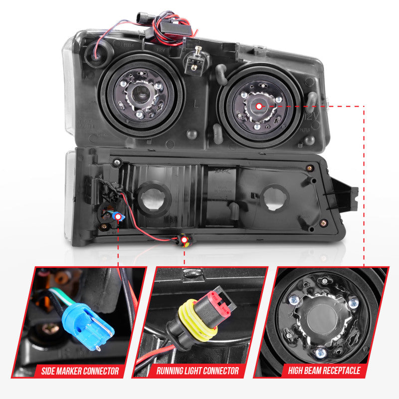 ANZO 2003-2006 Chevrolet Silverado 1500 Crystal Headlights w/ Light Bar Chrome Housing 111502