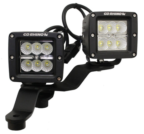 Go Rhino 18-20 Jeep Wrangler JL/JLU/Gladiator JT Light Mount - Two 3in Cubes Offset 730231T