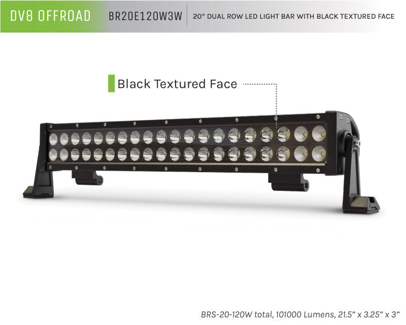DV8 Offroad BRS Pro Series 20in Light Bar 120W Flood/Spot 3W LED - Black BR20E120W3W