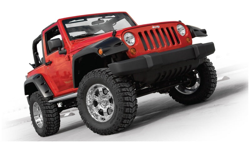 Bushwacker 07-18 Jeep Wrangler Max Pocket Style Flares 2pc Extended Coverage - Black 10045-02