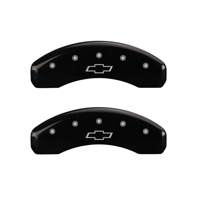 MGP 4 Caliper Covers Engraved Front & Rear Bowtie Black finish silver ch 14004SBOWBK