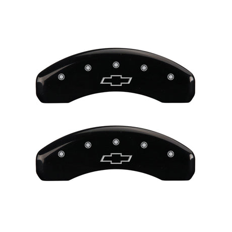 MGP 4 Caliper Covers Engraved Front & Rear Bowtie Black finish silver ch 14234SBOWBK