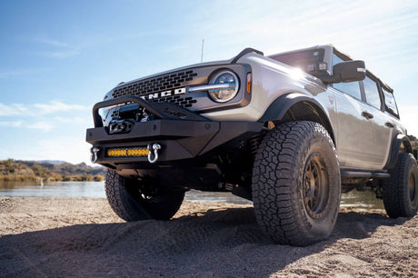 DV8 Offroad 2021+ Ford Bronco Modular Front Bumper Winch Capable w/ Auxiliary Light Mounts FBBR-02