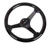 NRG Reinforced Steering Wheel (350mm / 3in Deep) Classic Blk Sparkle Wood Grain w/Blk 3-Spoke Center RST-036BSB-BK