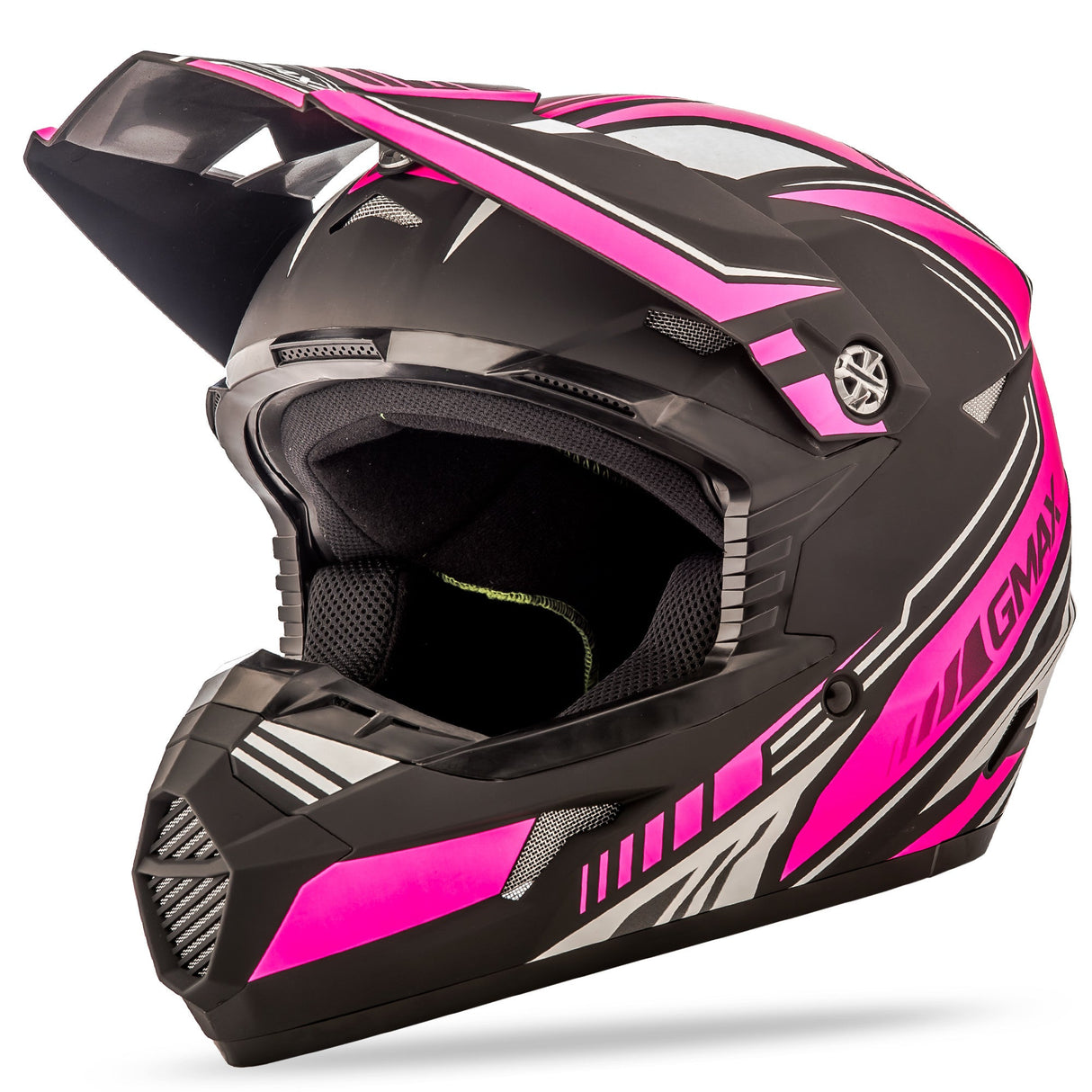 GMAX Youth Mx-46y Off-Road Uncle Helmet Matte Black/Pink Ym G3467401 F.TC-14