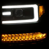 ANZO 16+ Chevy Silverado 1500 Projector Headlights Plank Style Black w/Amber/Sequential Turn Signal 111375