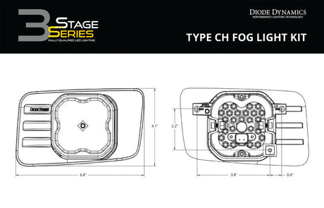 Diode Dynamics SS3 Type CH LED Fog Light Kit Pro - White SAE Fog DD7297