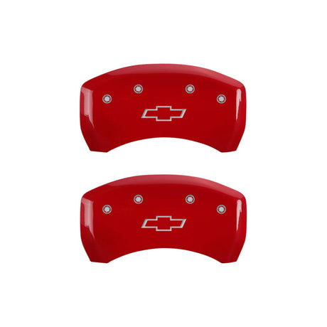 MGP 4 Caliper Covers Engraved Front & Rear Bowtie Red finish silver ch 14235SBOWRD