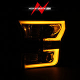 ANZO 2015-2017 Ford F-150 Projector Headlights w/ Plank Style Switchback Chrome w/ Amber 111358