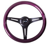 NRG Classic Wood Grain Steering Wheel (350mm) Purple Pearl/Flake Paint w/Black 3-Spoke Center ST-015BK-PP