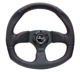 NRG Reinforced Steering Wheel (320mm Horizontal / 330mm Vertical) Leather w/Red Stitching RST-009R-RS