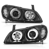 ANZO 2000-2004 Infiniti I30 Projector Headlights w/ Halo Black 121077
