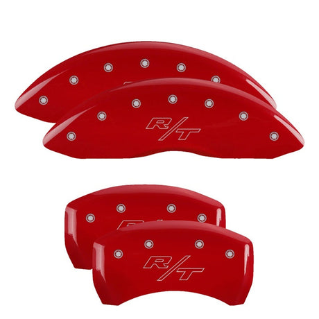 MGP 4 Caliper Covers Engraved Front & Rear Vintage Style/RT Red finish silver ch 12162SRTRRD