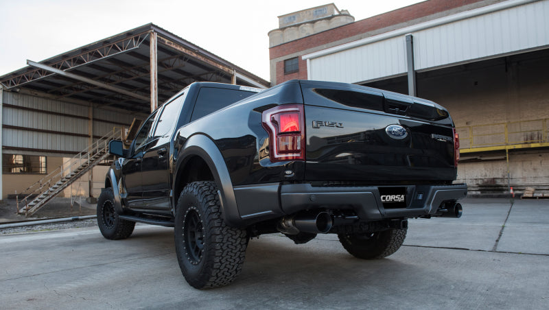 Corsa 2017 Ford F-150 Raptor 3.5L Sport Cat-Back Dual Rear Exit w/ 5in Gunmetal Tip 14397GNM