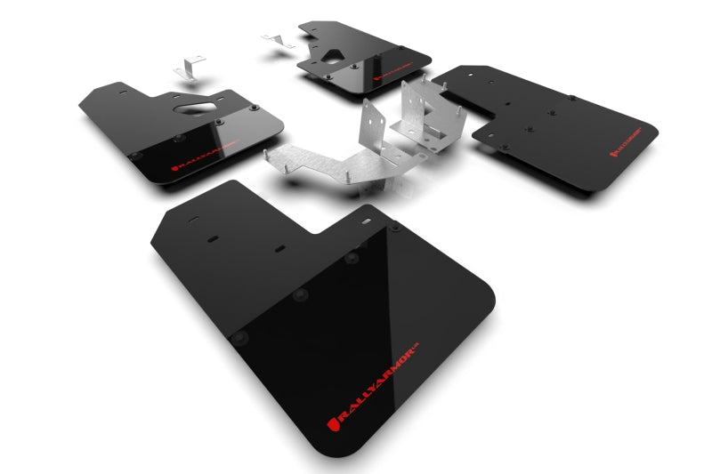 Rally Armor 21-22 Ford Bronco (Plstc Bmpr + RR - NO Rptr/Sprt) Blk Mud Flap w/Red Logo MF85-RR-PL-RD