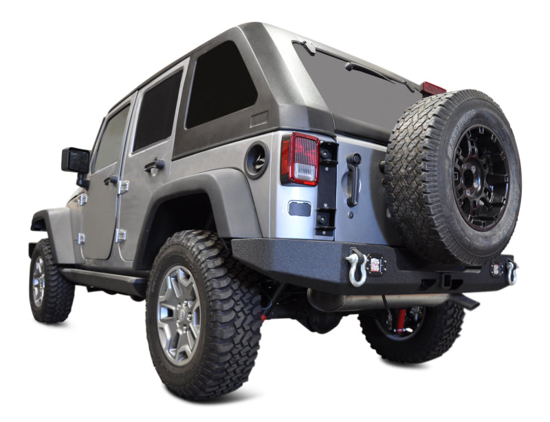 DV8 Offroad 07-18 Jeep Wrangler JK Full Length Rear Bumper w/ Light Holes RBSTTB-11