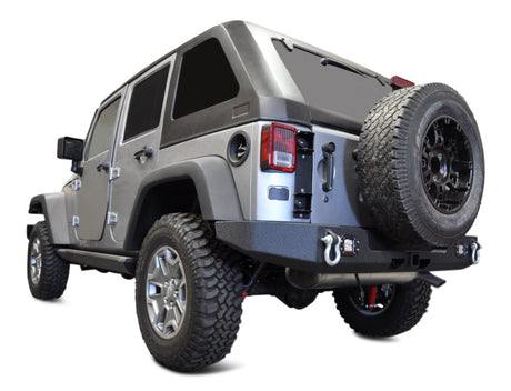 DV8 Offroad 07-18 Jeep Wrangler JK Full Length Rear Bumper w/ Light Holes RBSTTB-11