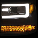 ANZO 16-17 Chevy Silverado 1500 Projector Headlights Plank Style Design Chrome w/ Amber 111374