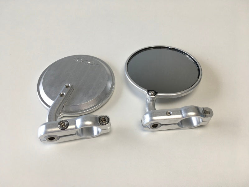 CRG Hindsight Folding 3 in. Round Bar-End Mirror Left - Silver HSLS-201-L