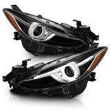 ANZO Projector Headlights With Halo Black w/Amber 14-17 Mazda 3 121522