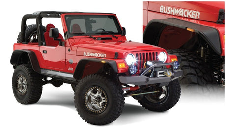 Bushwacker 97-06 Jeep Wrangler Flat Style Flares 4pc - Black 10920-07
