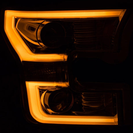 ANZO 2015-2017 Ford F-150 Projector Headlights w/ Plank Style Switchback Chrome w/ Amber 111358