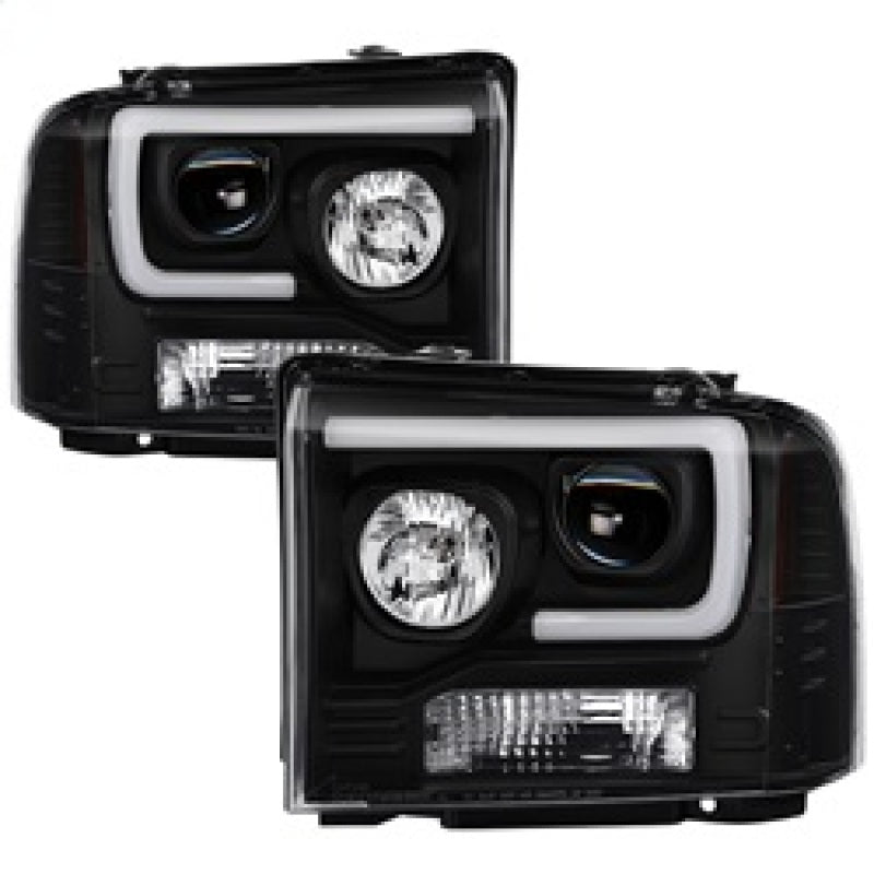 Spyder Ford F250/350/450 05-07 Projector Headlights - Light Bar DRL LED - Black PRO-YD-FS05V2-LB-BK 5084507