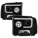 Spyder Ford F250/350/450 05-07 Projector Headlights - Light Bar DRL LED - Black PRO-YD-FS05V2-LB-BK 5084507