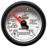 Autometer Phantom II 52.4mm Mechanical Vacuum / Boost Gauge 30 In. HG/30 PSI 7503