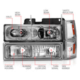 ANZO 88-98 Chevrolet C1500 Crystal Headlights Chrome Housing w/ Signal and Side Marker Lights 111508