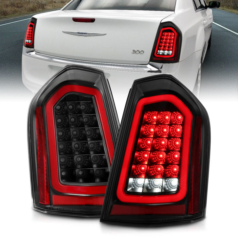 ANZO 11-14 Chrysler 300 LED Taillights Black w/ Sequential 321343