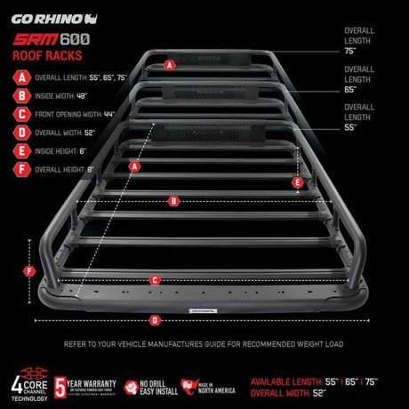 Go Rhino Universal 65in SRM 600 Basket Style Rack - Textured black 5936065T