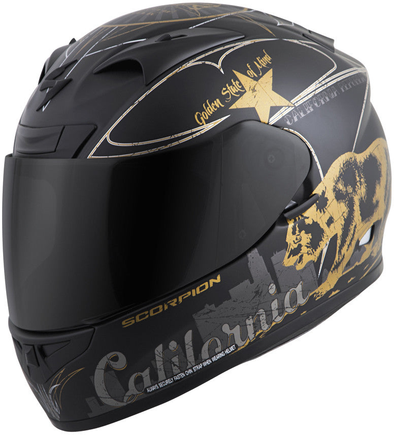 SCORPION EXO Exo-R710 Full-Face Helmet Golden State Black/Gold 2x 71-3107